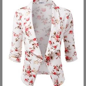 DOUBLJU Classic Draped Open Front Blazer for Women with Plus Size 3X